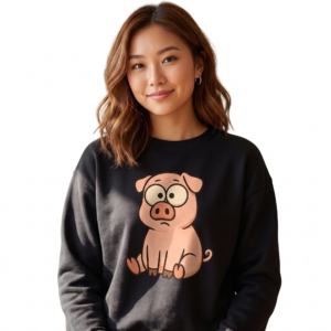 Sweet Cartoon Piggy Sweatshirt - Cozy Long Sleeve Graphic Pullover