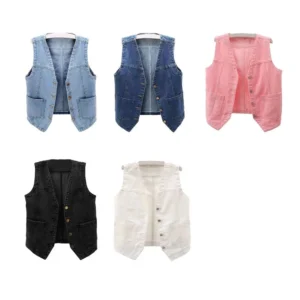 Tailored Denim Waistcoat - Women’s Flattering Sleeveless Jean Vest