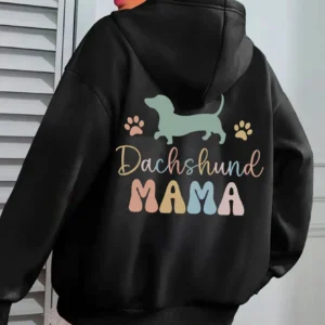 Dachshund Mama Graphic Hoodie - Women's Soft Fleece Pullover
