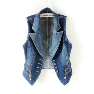 Classic Sleeveless Denim Vest - Women’s Button-Down Waistcoat