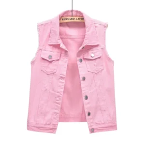 Vintage-Inspired Denim Vest - Sleeveless Casual Button-Down Jacket
