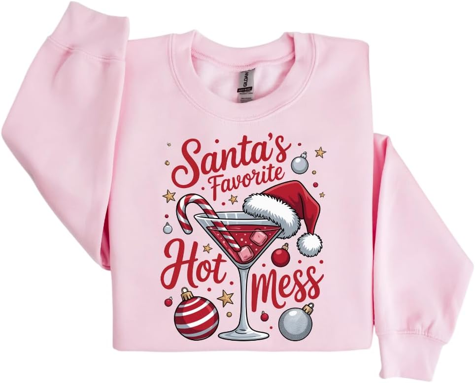 Women's Santa's Hot Mess Christmas Martini Sweater