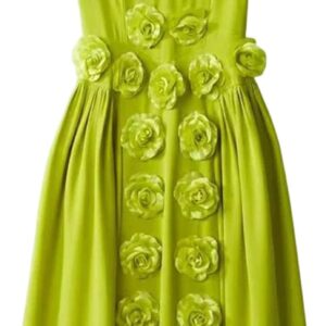 Women's Crew Neck Floral Applique Party Midi Dress