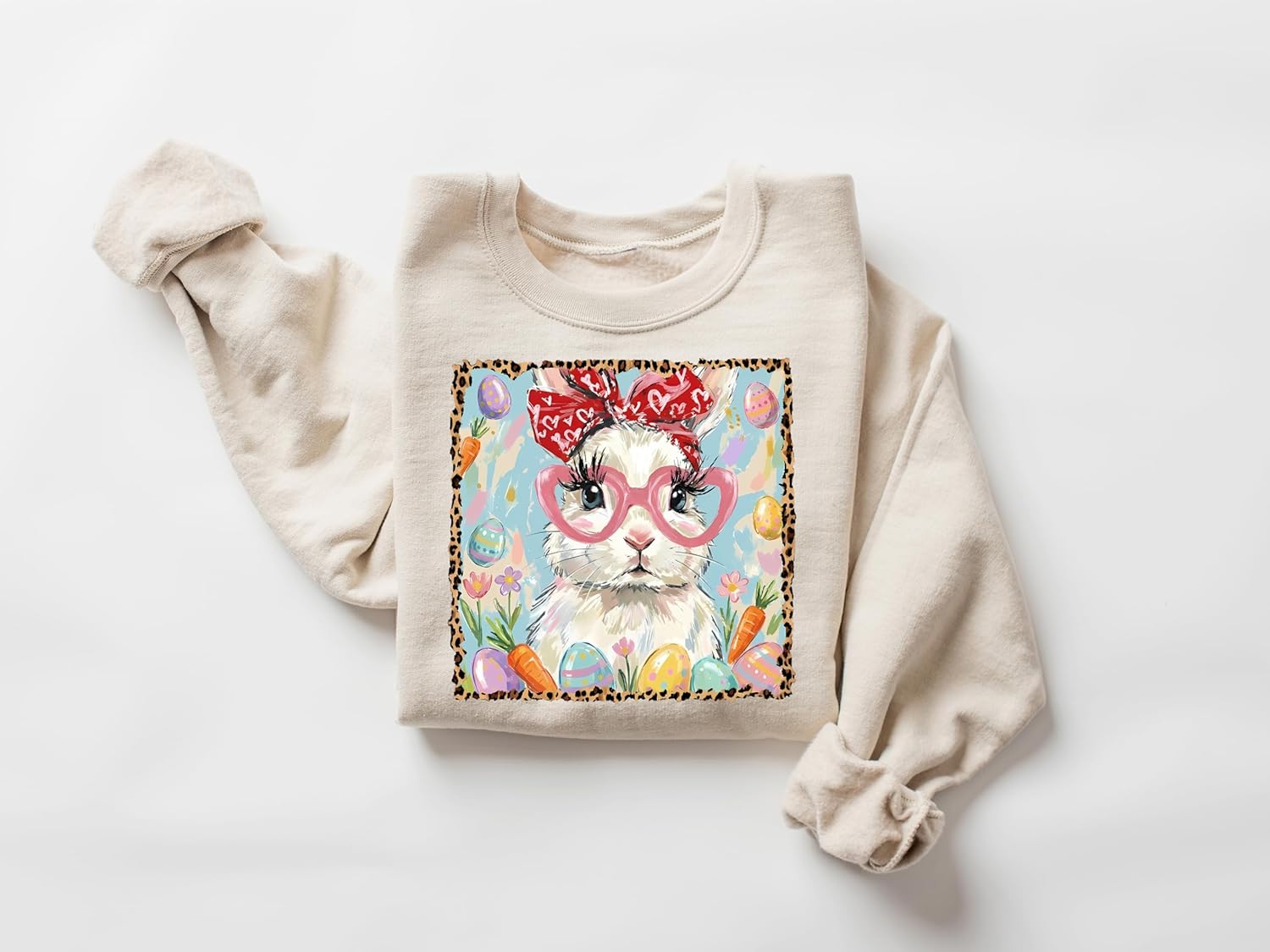 Women's Cool Easter Bunny Sunglasses Graphic Sweater - Image 4