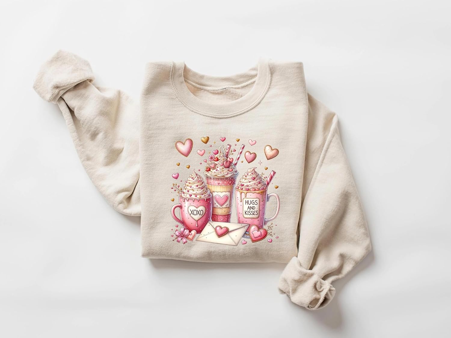 Women's Valentine Coffee Heart Cozy Graphic Sweater - Image 4