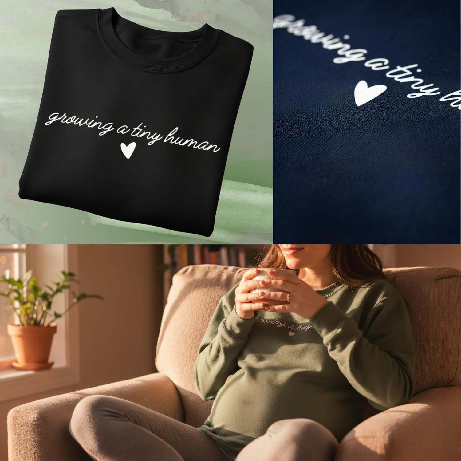 Women's Growing Tiny Human Maternity Announcement Sweater - Image 6