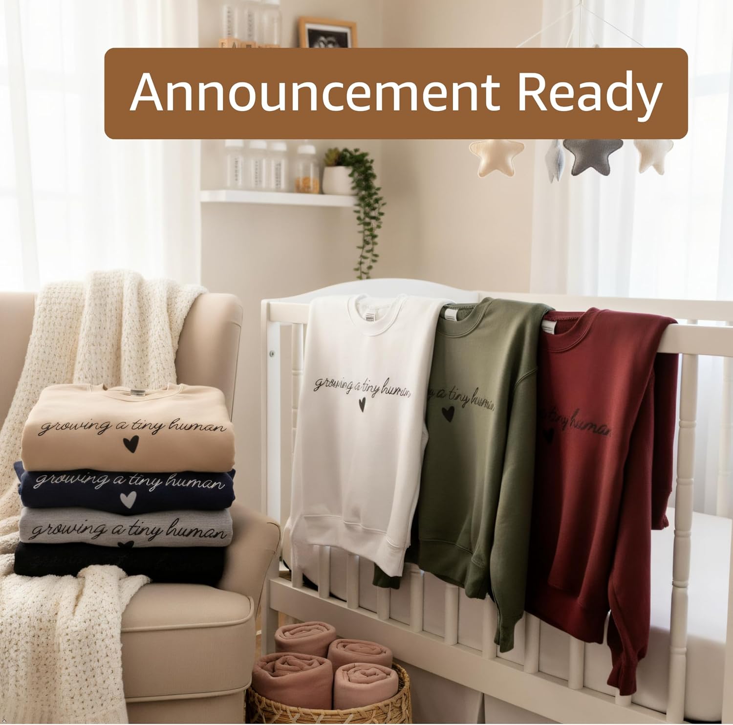 Women's Growing Tiny Human Maternity Announcement Sweater - Image 5
