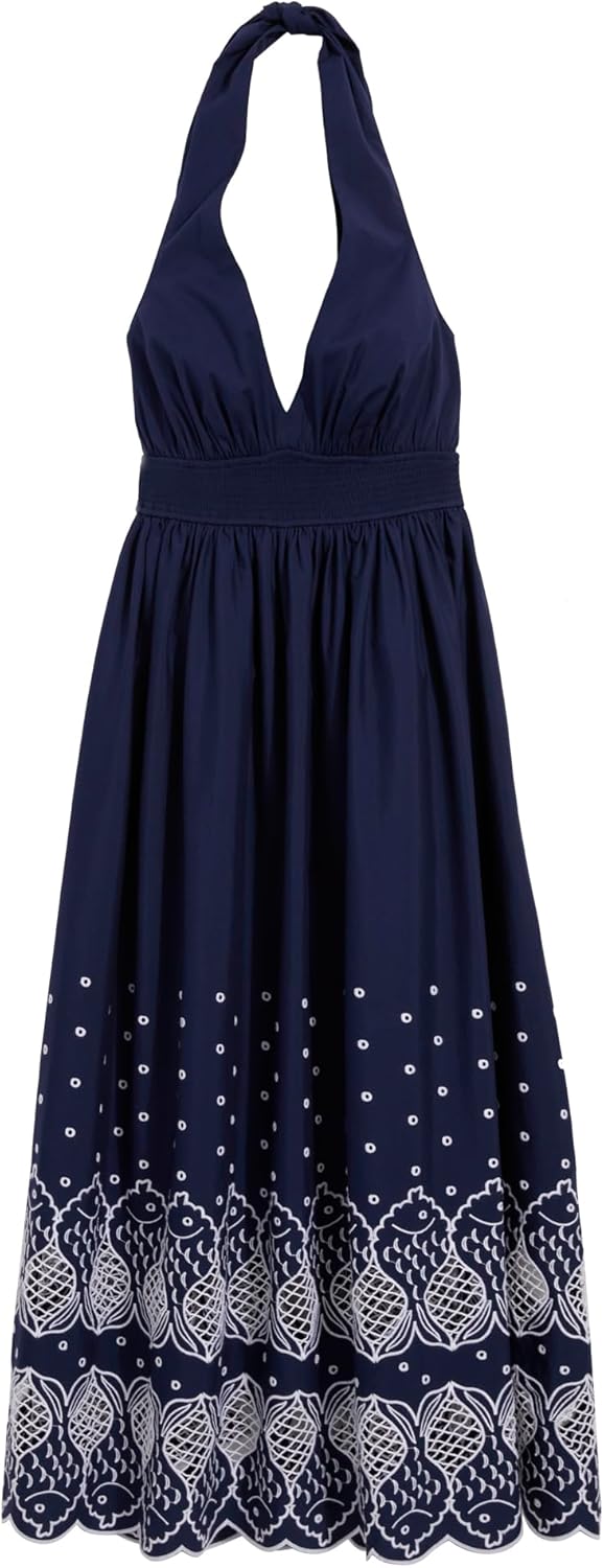 Women's Fish Eyelet Sleeveless Summer Mini Dress