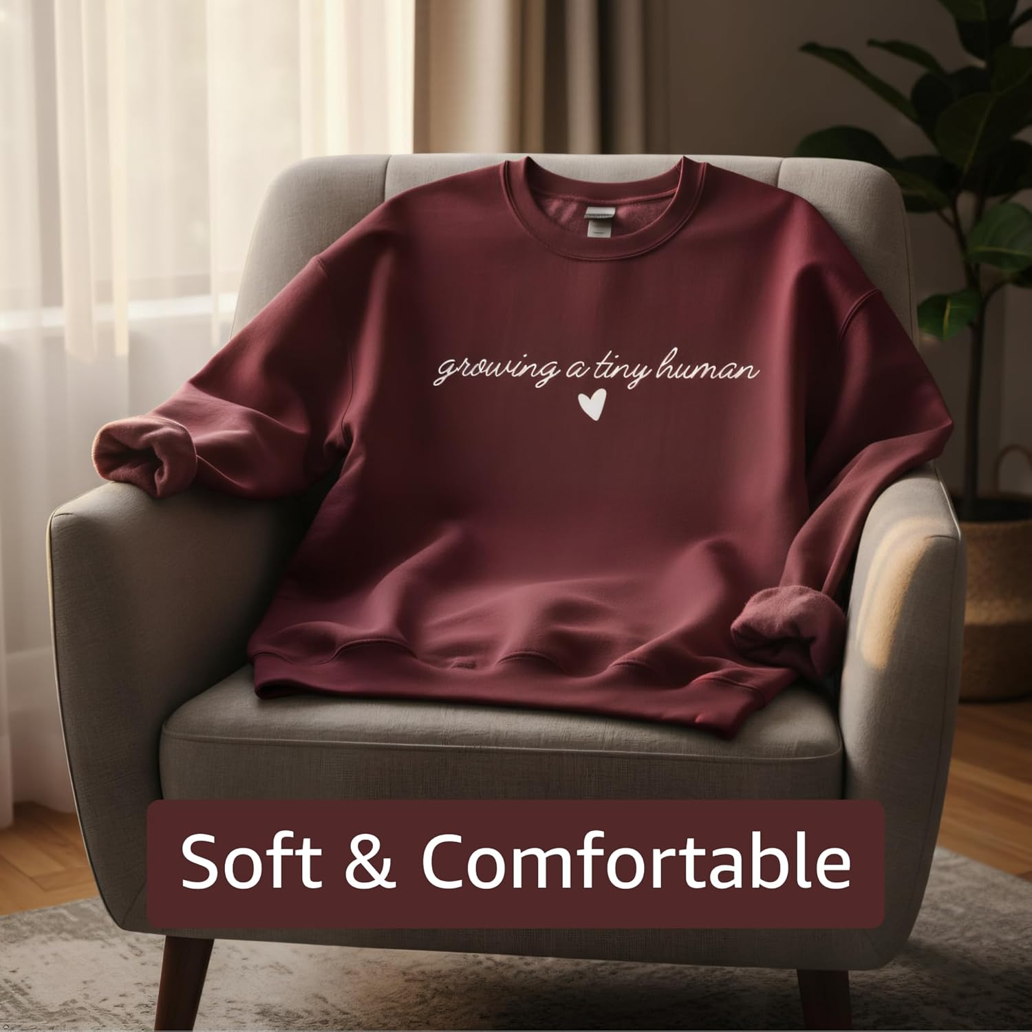 Women's Growing Tiny Human Maternity Announcement Sweater - Image 4