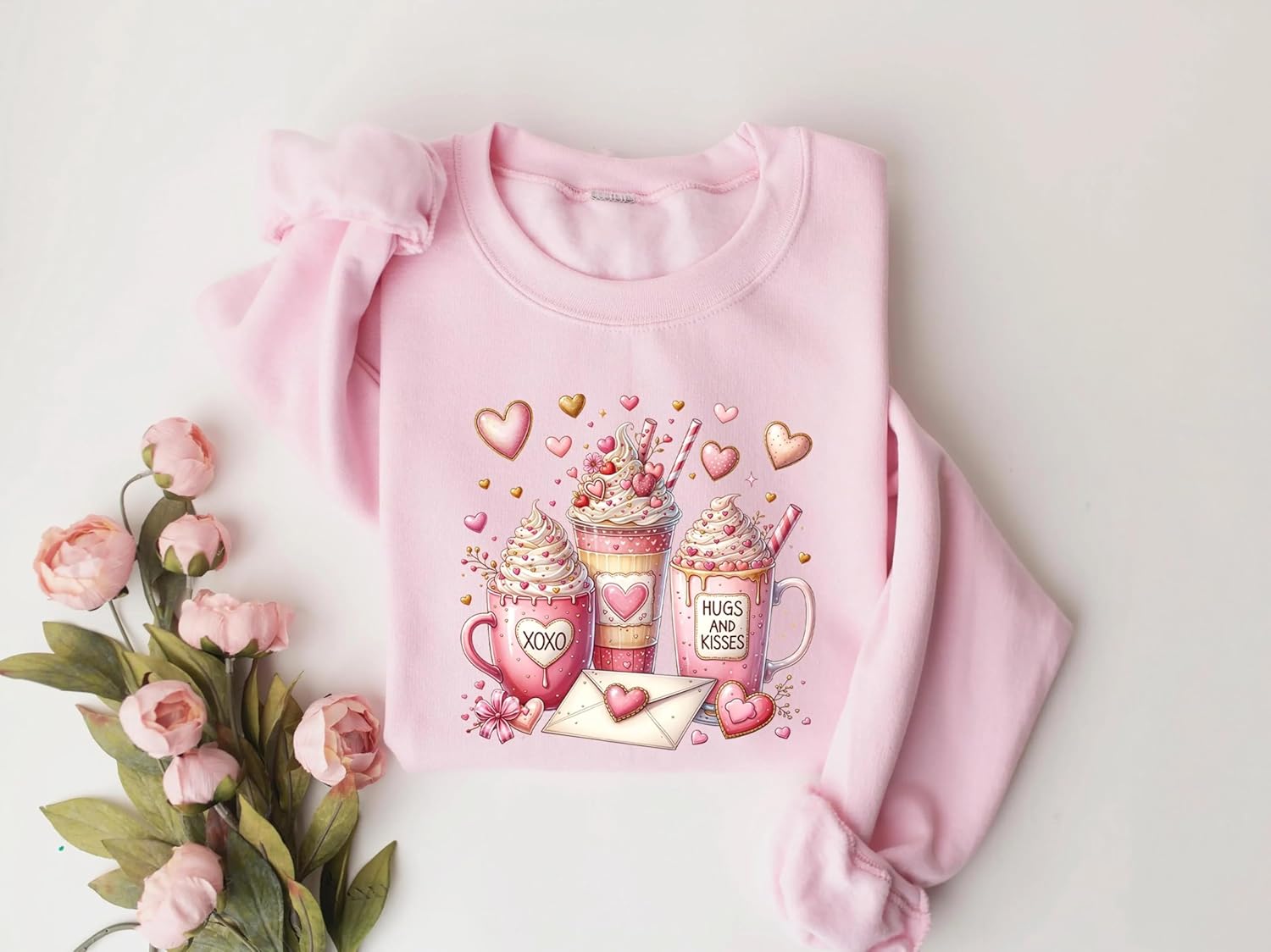 Women’s Valentine Coffee Heart Cozy Graphic Sweater