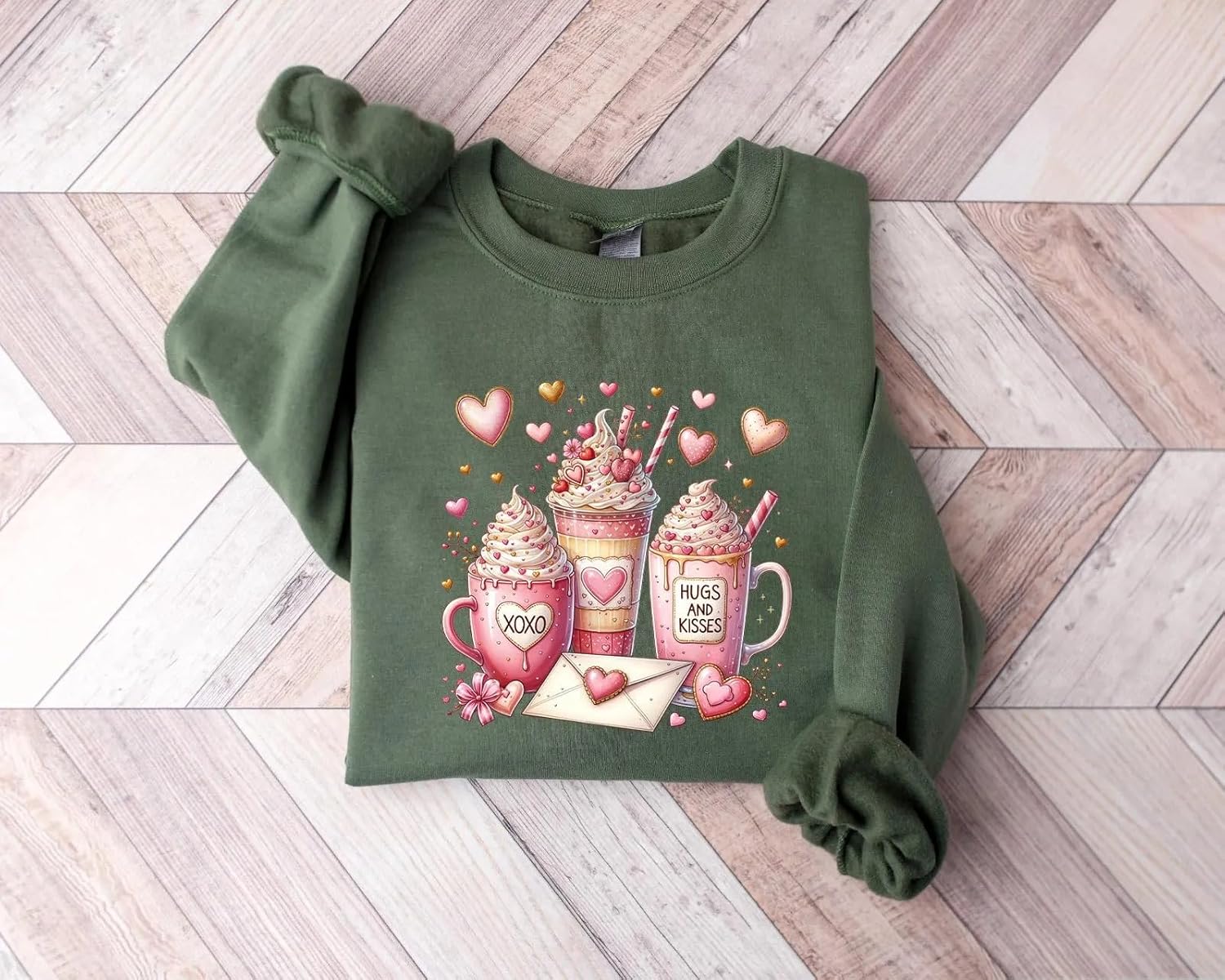 Women's Valentine Coffee Heart Cozy Graphic Sweater - Image 3