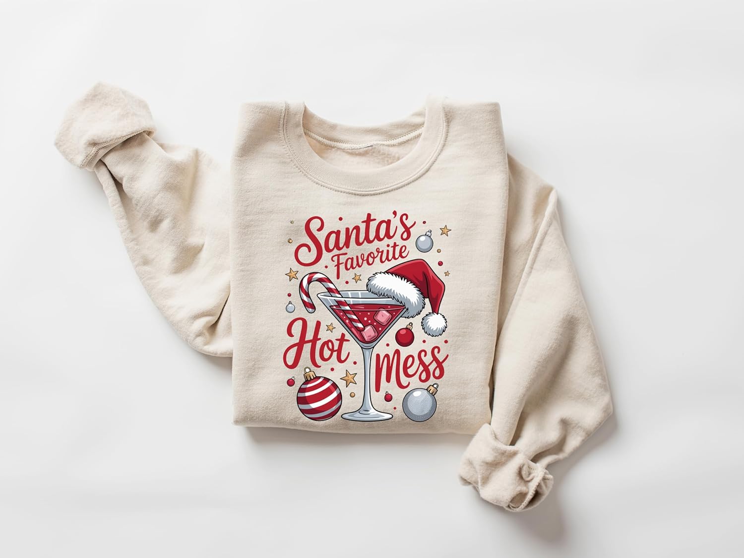 Women's Santa's Hot Mess Christmas Martini Sweater - Image 5