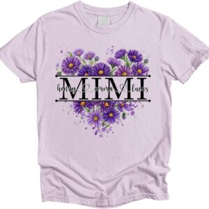 Women's Mimi Birth Flower Heart Graphic T-Shirt