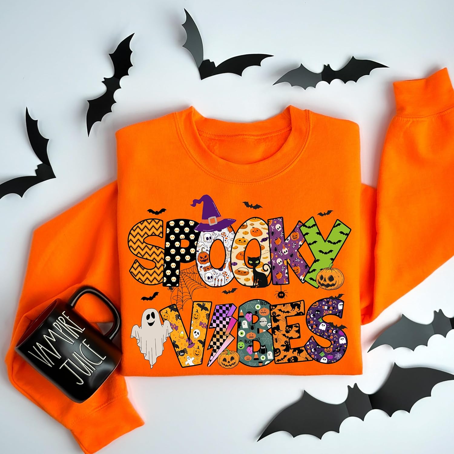 Women’s Halloween Raccoon Spooky Season Graphic Sweater