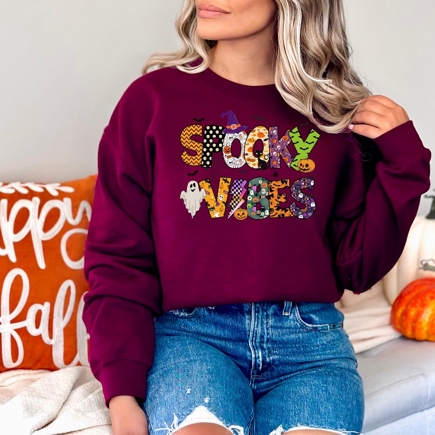 Women's Halloween Raccoon Spooky Season Graphic Sweater - Image 8