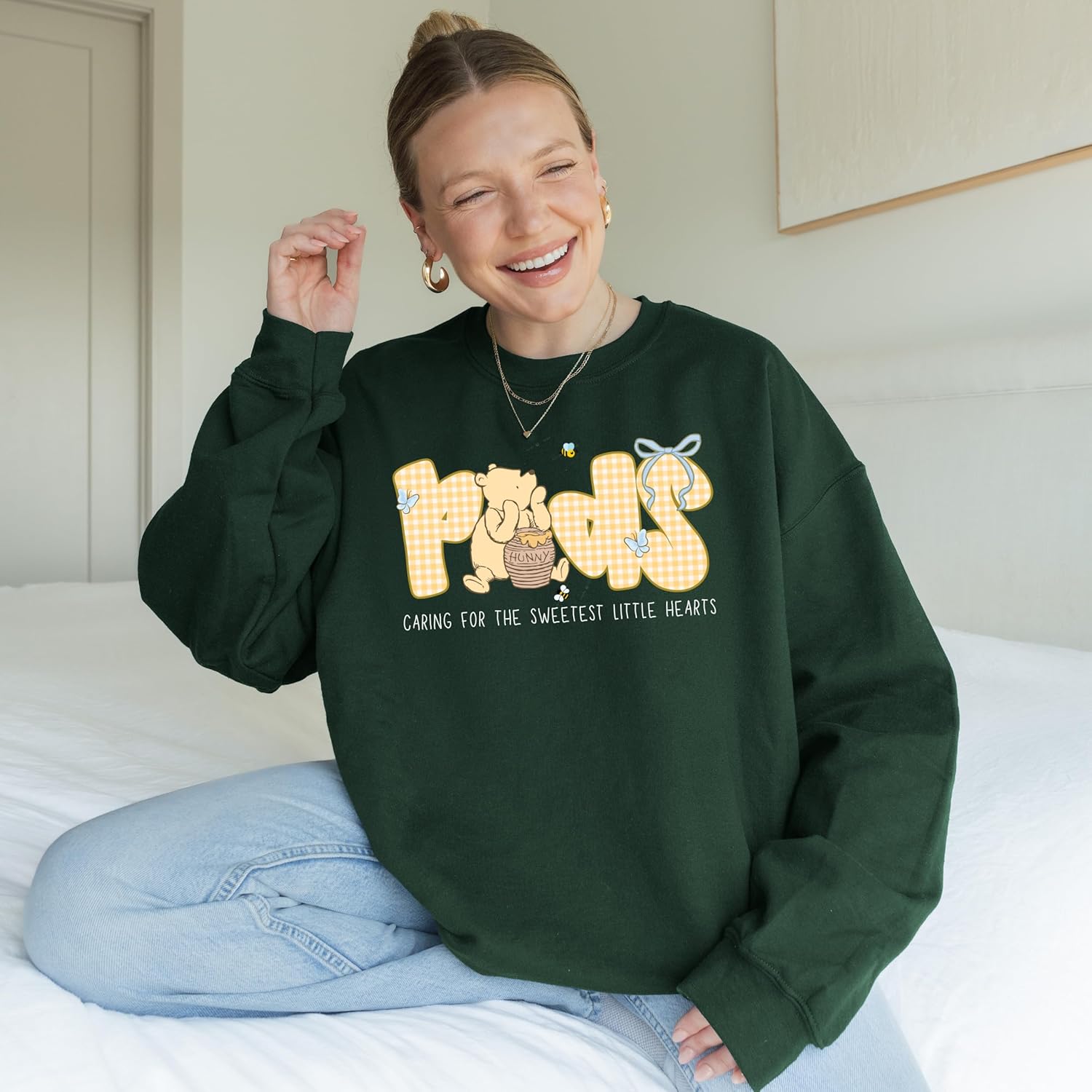 Women’s Pediatric Nurse Bear Crewneck Graphic Sweater