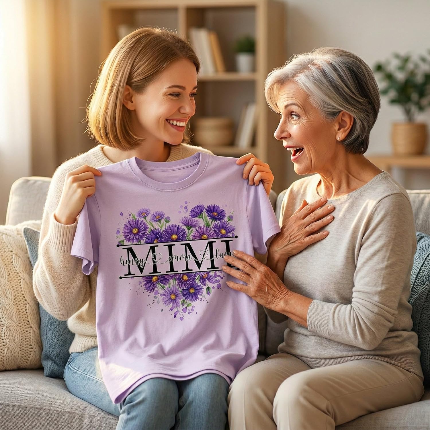 Women's Mimi Birth Flower Heart Graphic T-Shirt - Image 6