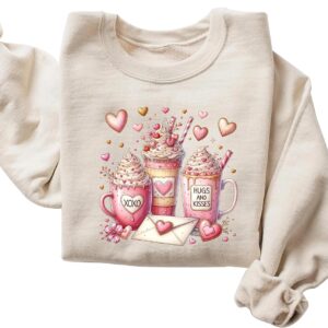 Women's Valentine Coffee Heart Cozy Graphic Sweater