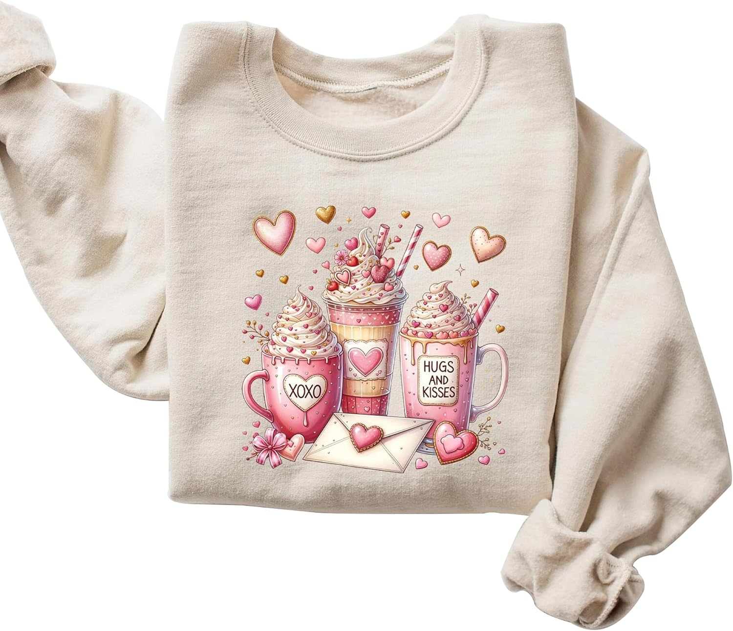 Women's Valentine Coffee Heart Cozy Graphic Sweater