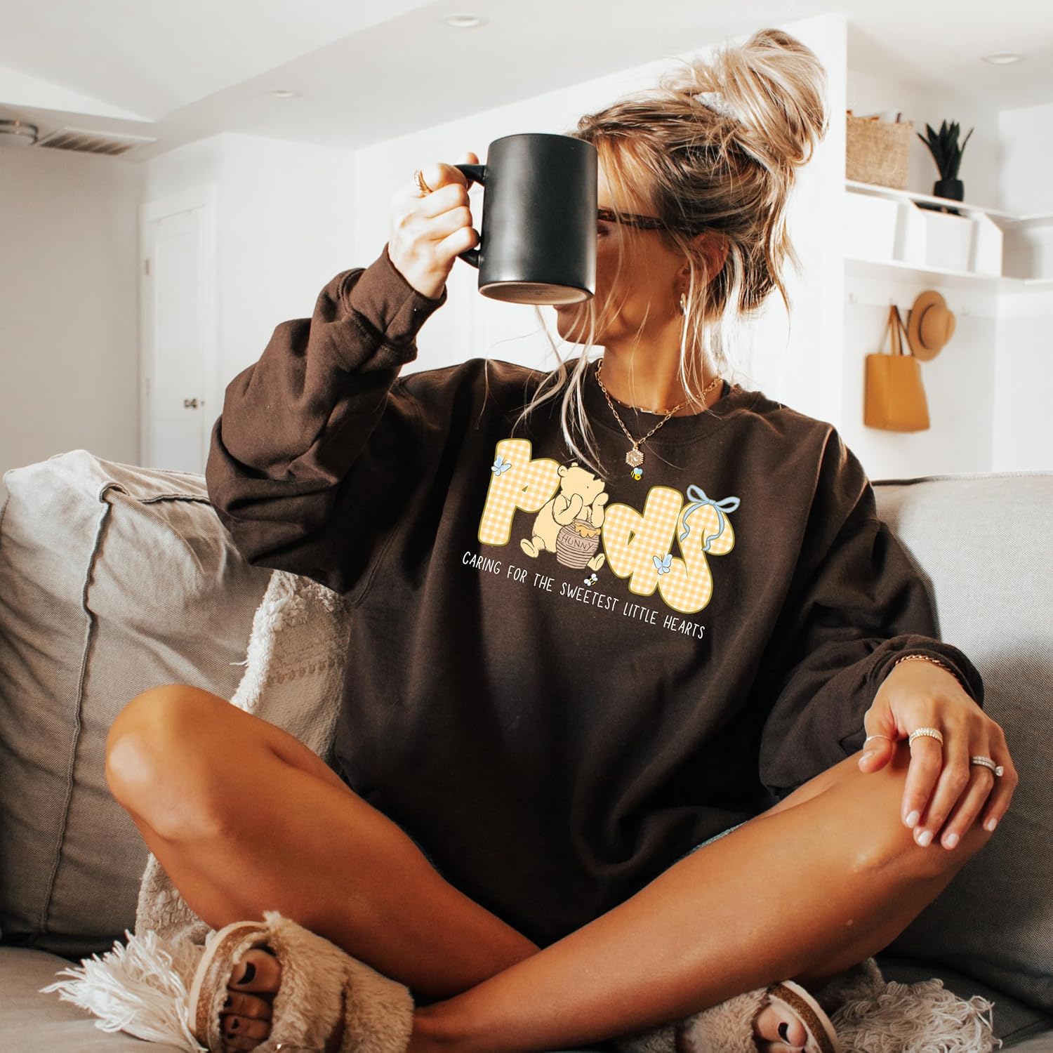 Women's Pediatric Nurse Bear Crewneck Graphic Sweater - Image 5
