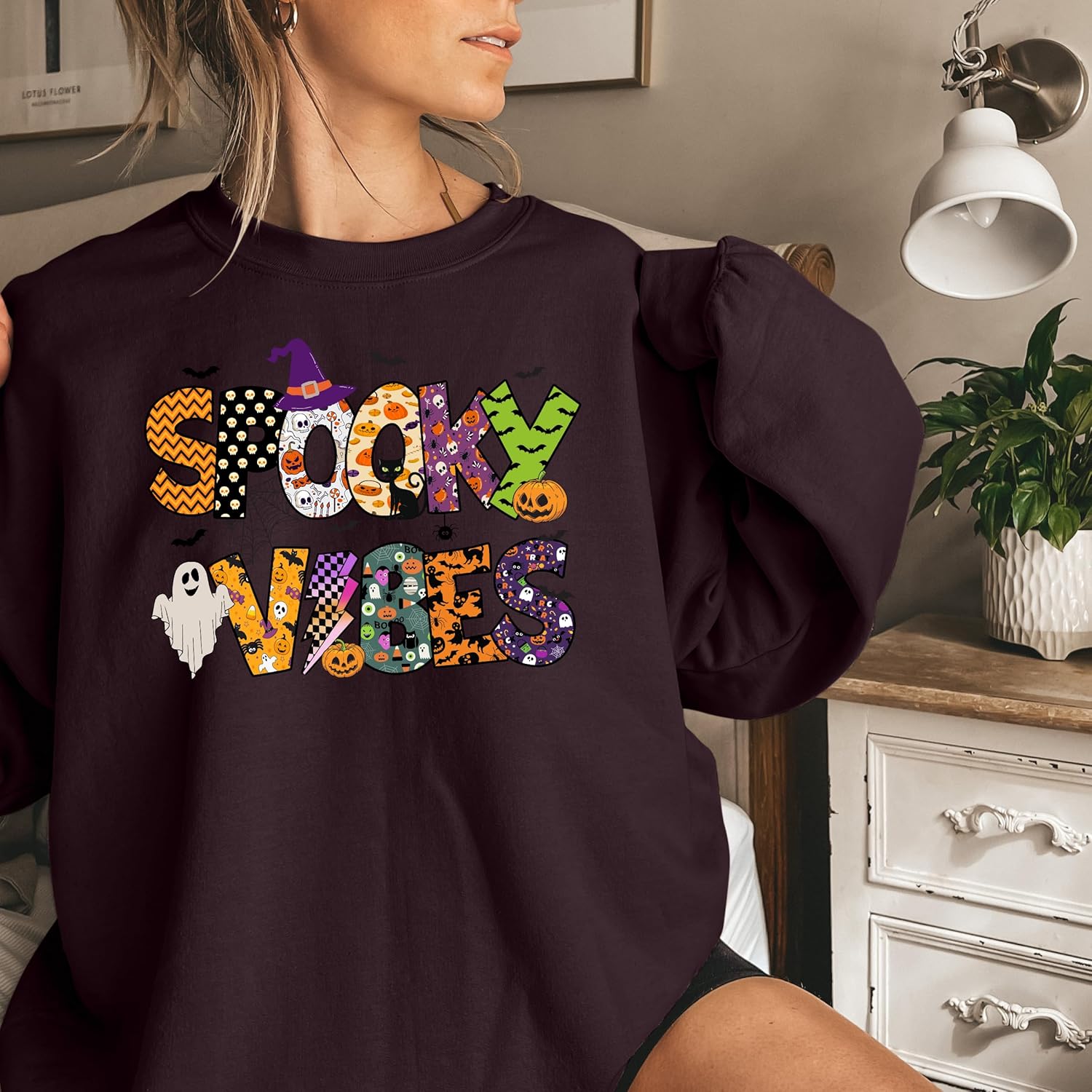 Women's Halloween Raccoon Spooky Season Graphic Sweater - Image 9