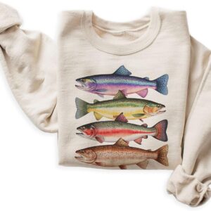 Women's Abstract Trout River Fish Graphic Sweater