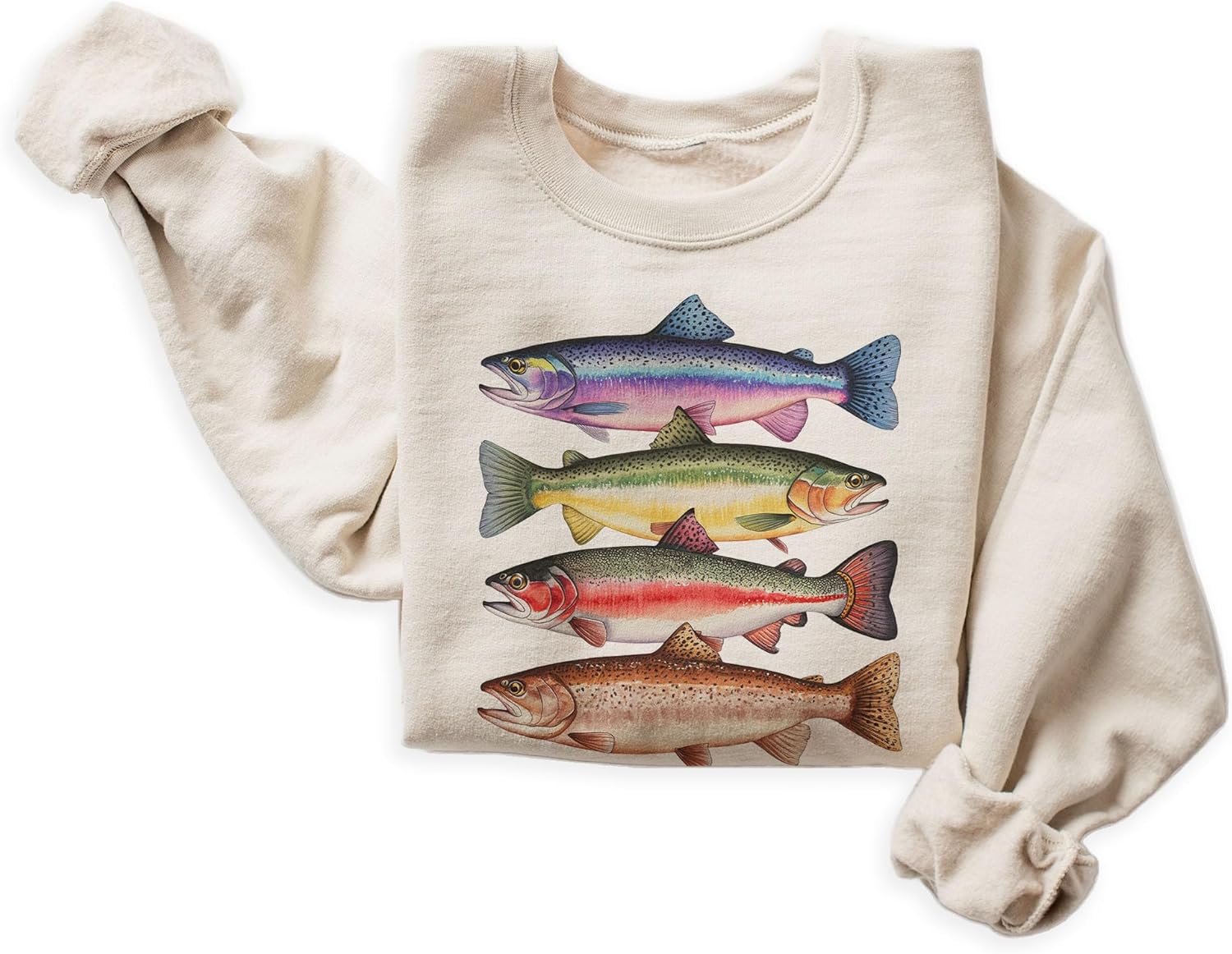 Women's Abstract Trout River Fish Graphic Sweater