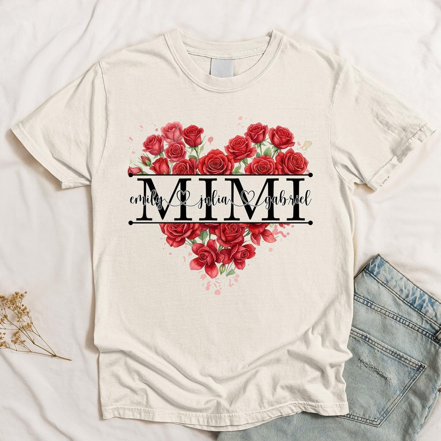 Women's Mimi Birth Flower Heart Graphic T-Shirt - Image 4