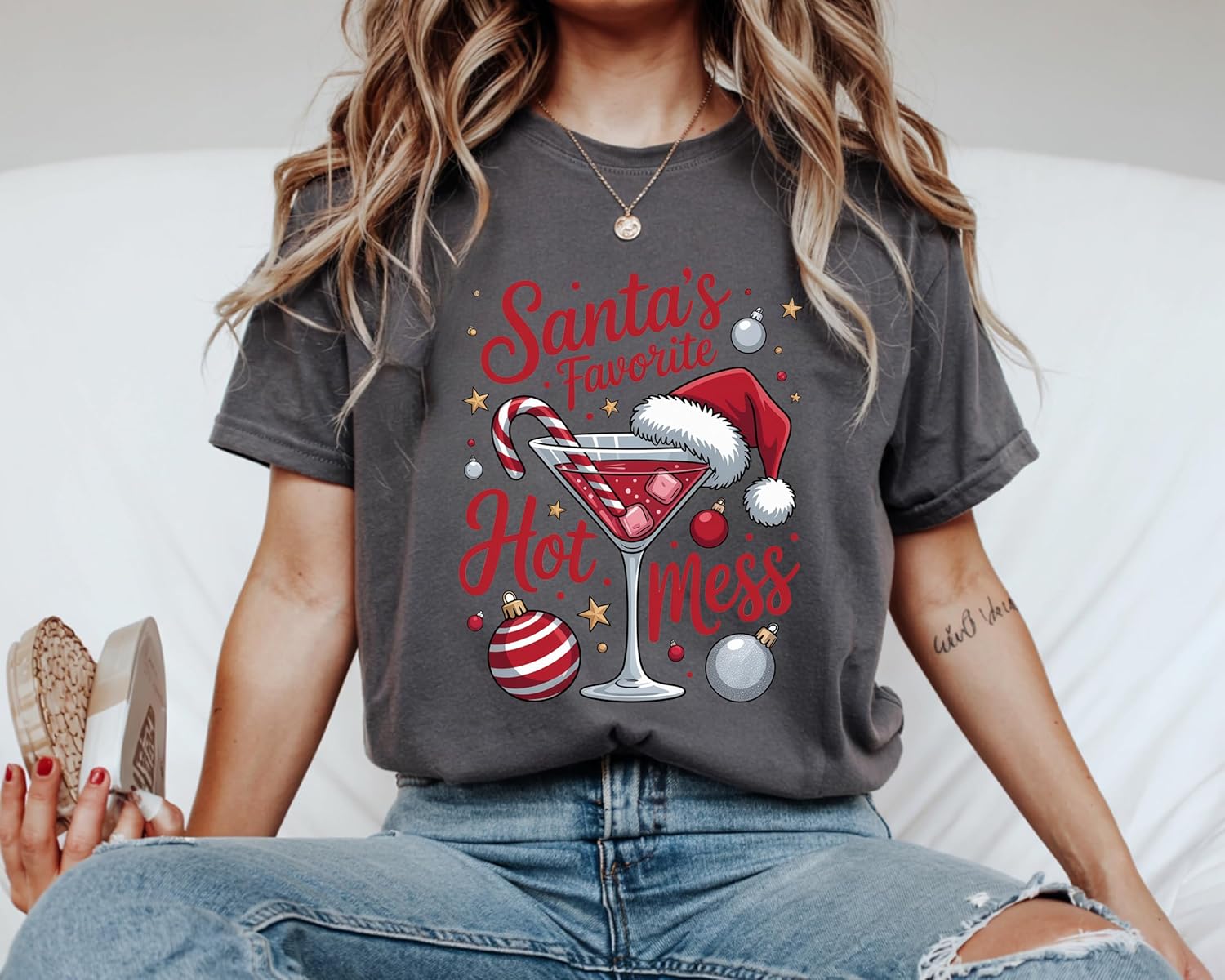 Women's Santa's Hot Mess Christmas Martini Sweater - Image 4