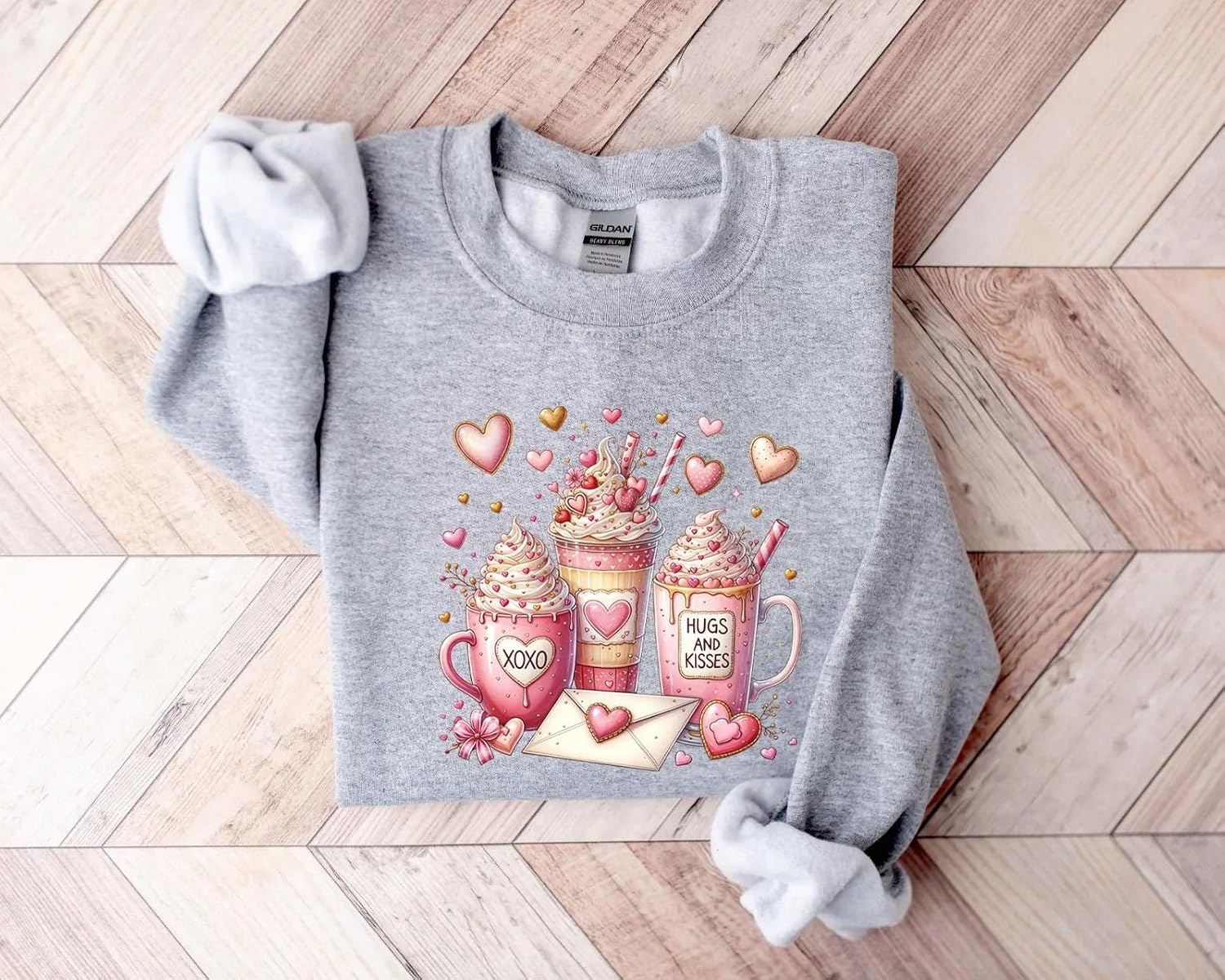 Women's Valentine Coffee Heart Cozy Graphic Sweater - Image 5