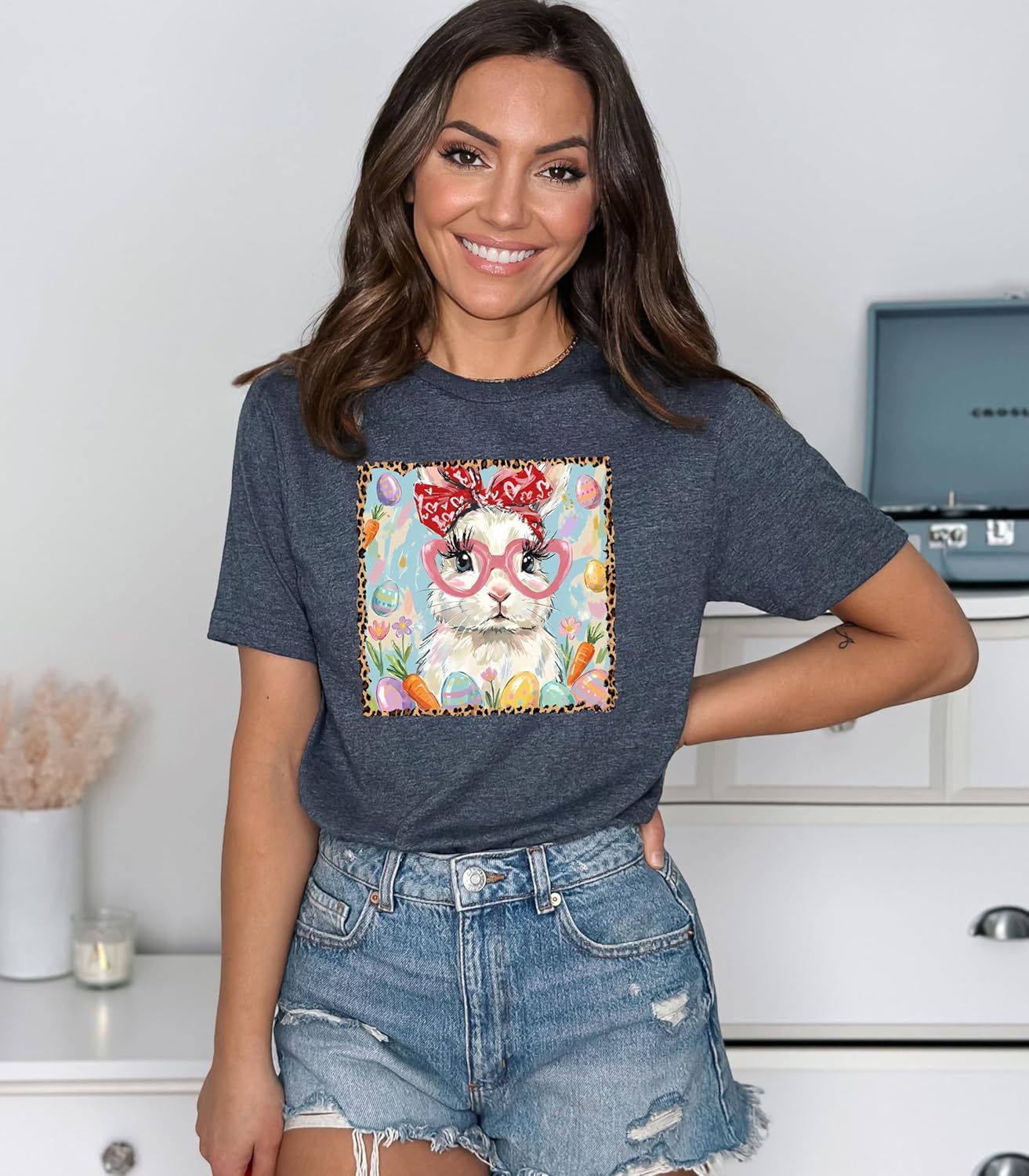 Women's Cool Easter Bunny Sunglasses Graphic Sweater - Image 7