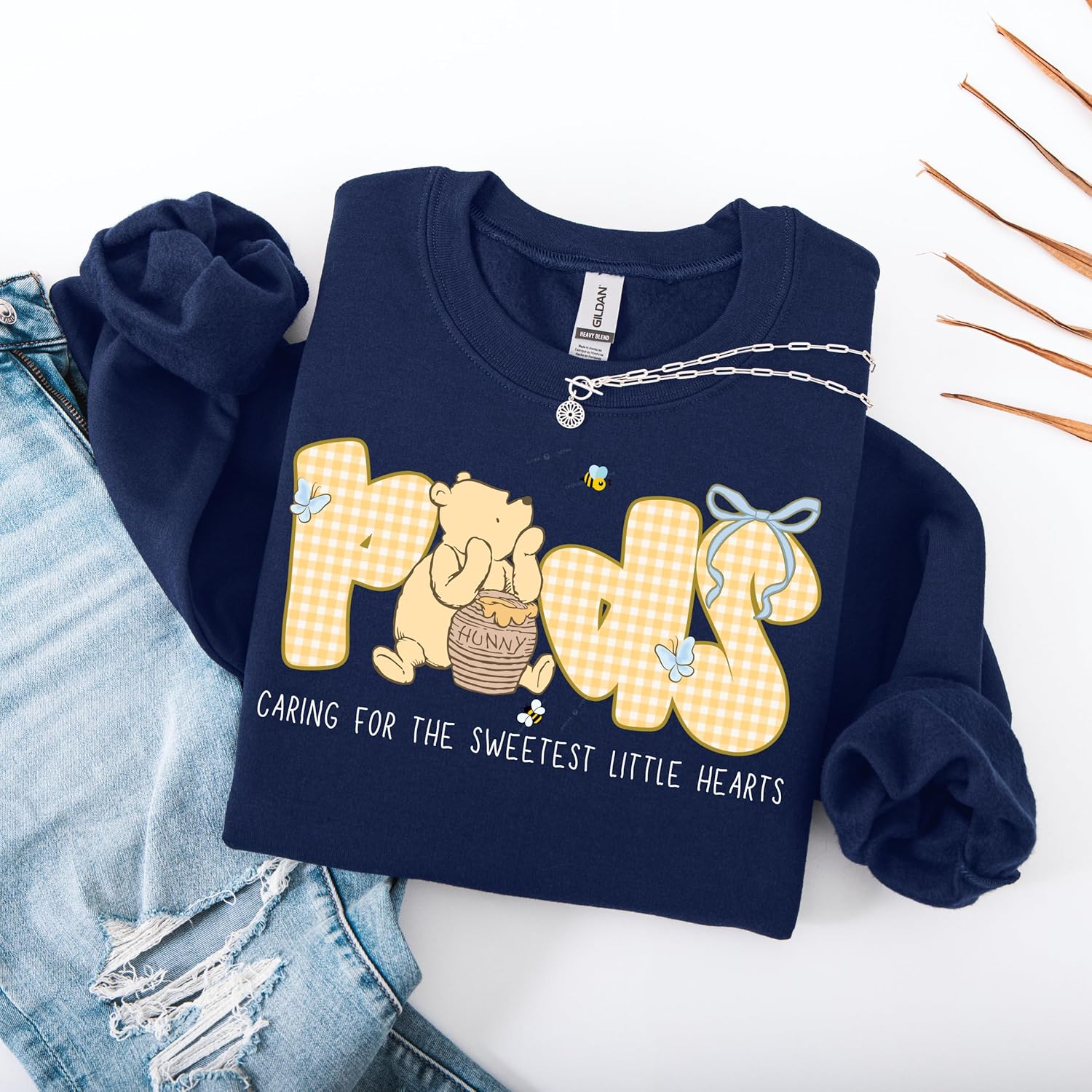 Women's Pediatric Nurse Bear Crewneck Graphic Sweater - Image 3