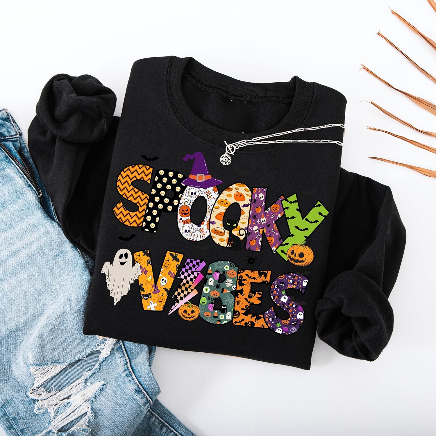 Women's Halloween Raccoon Spooky Season Graphic Sweater - Image 3
