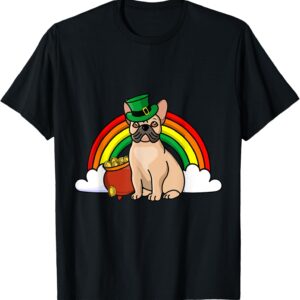 Women's French Bulldog Rainbow Clouds Holiday T-Shirt