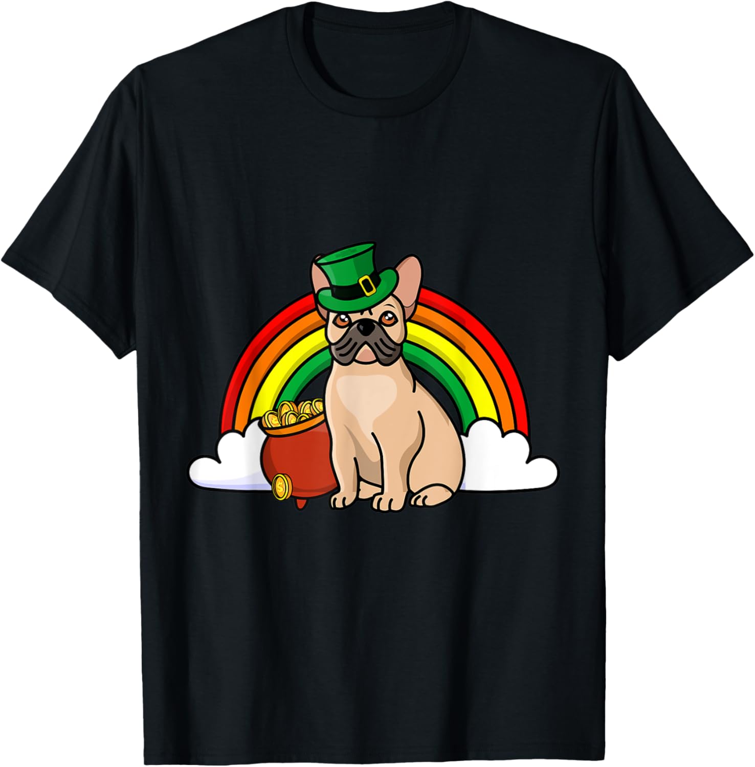 Women's French Bulldog Rainbow Clouds Holiday T-Shirt